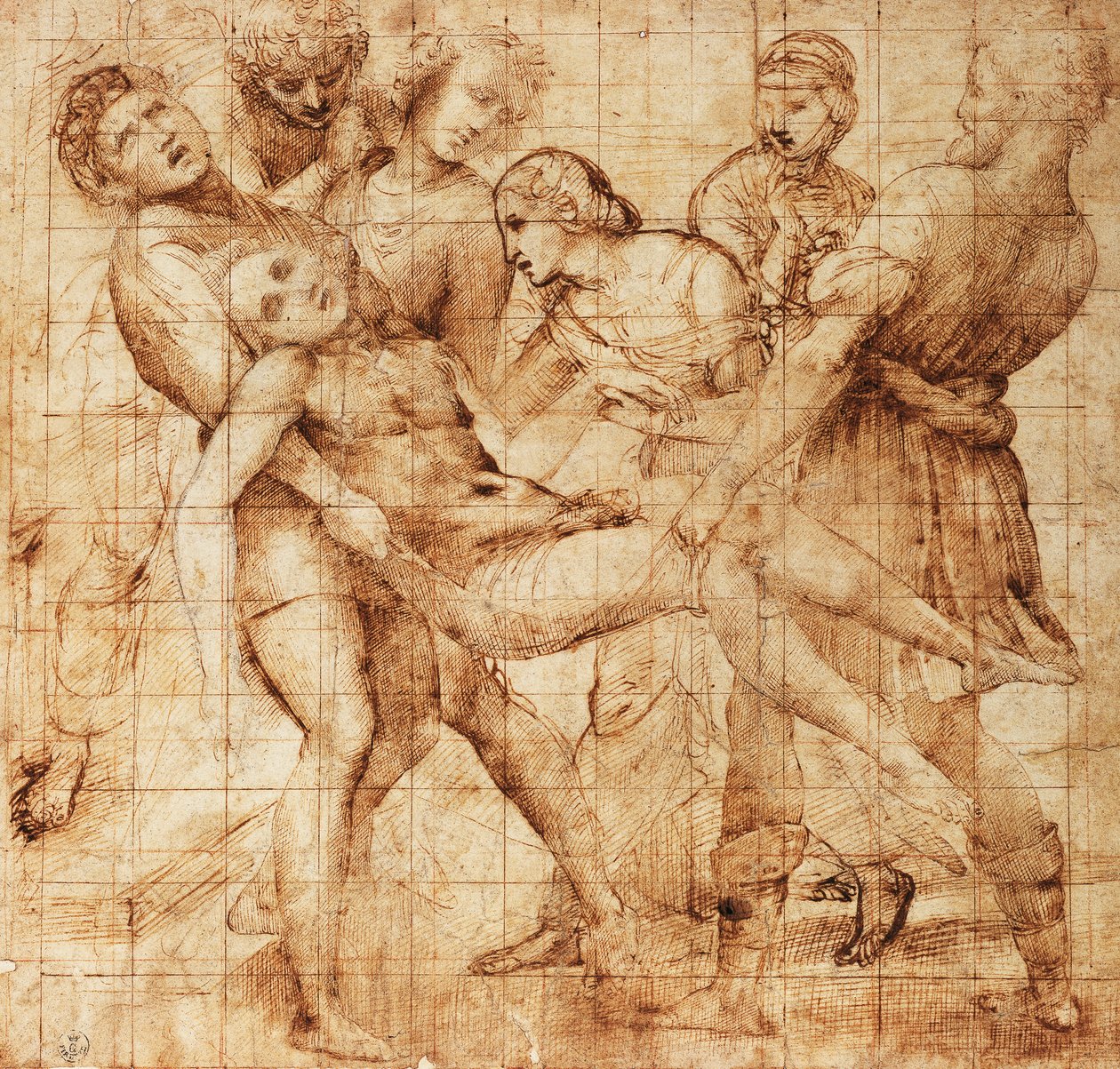 Studie voor de Kruisafneming van Pala Baglioni (altaarstuk) door Raphael (1483 1520)