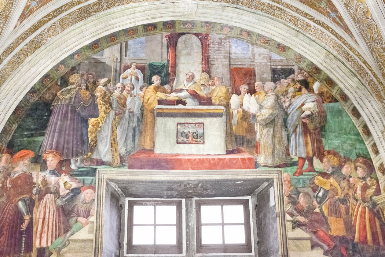 De eed van Leo III, kamer van de brand in het Borgo door Raphael (1483 1520)