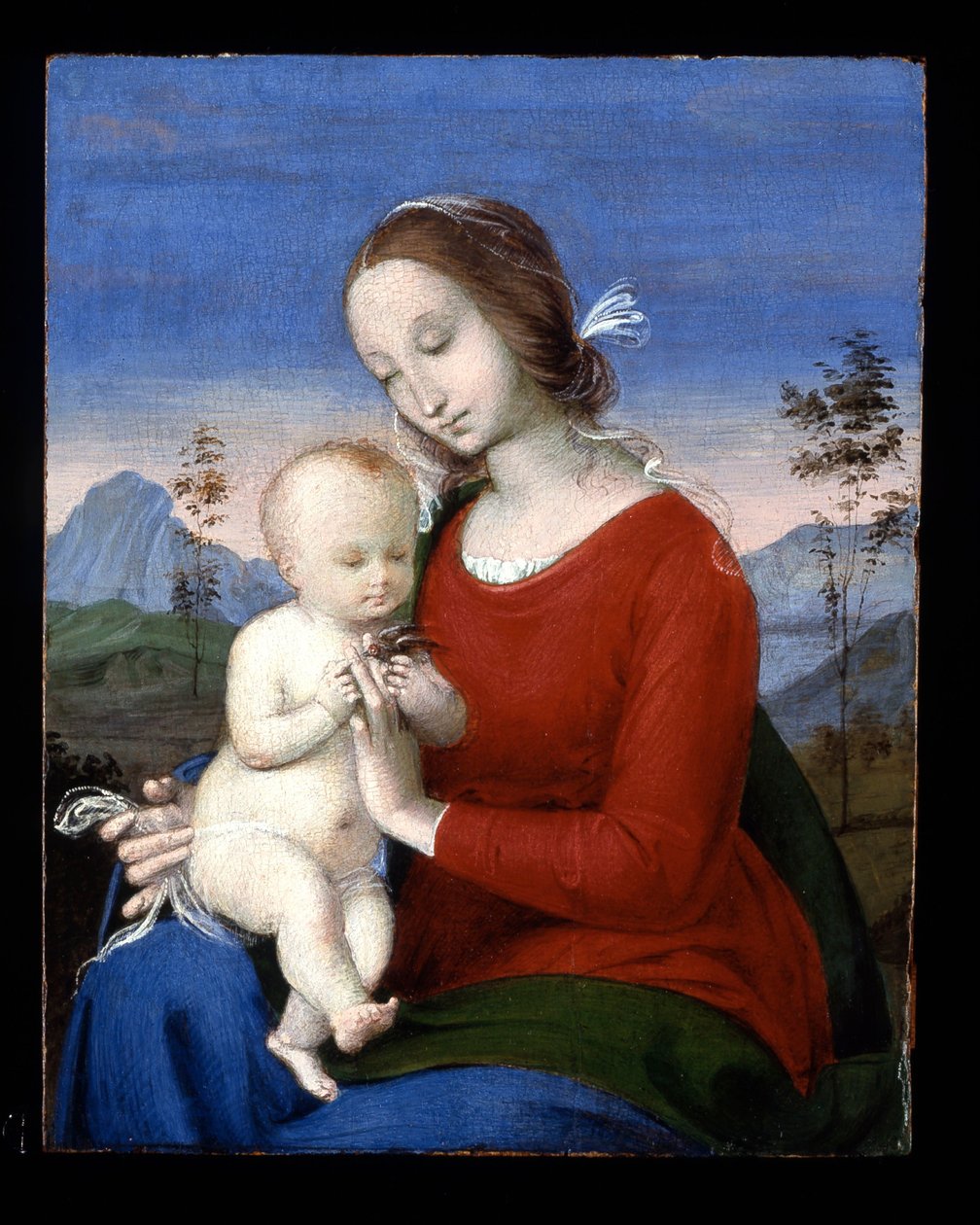 Madonna met Kind en vogel door Raphael