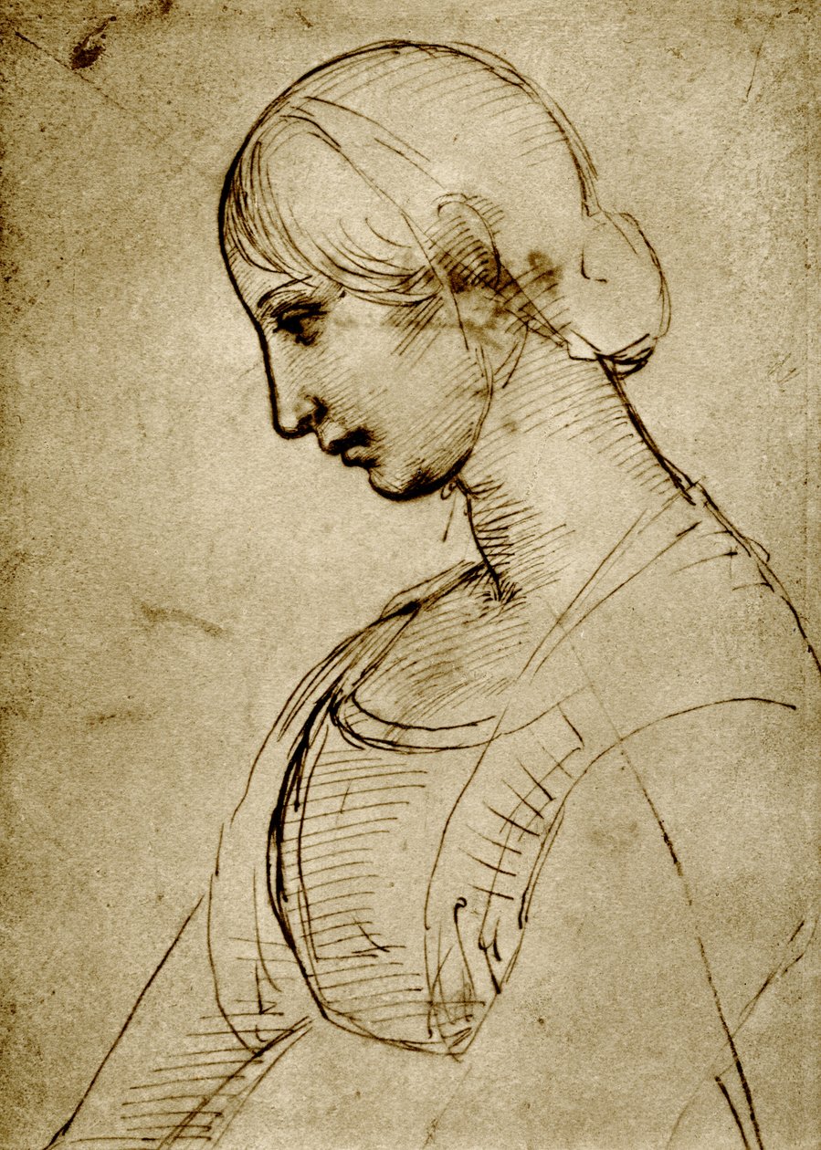 Studie van een Madonna door Raffaello Sanzio Raphael