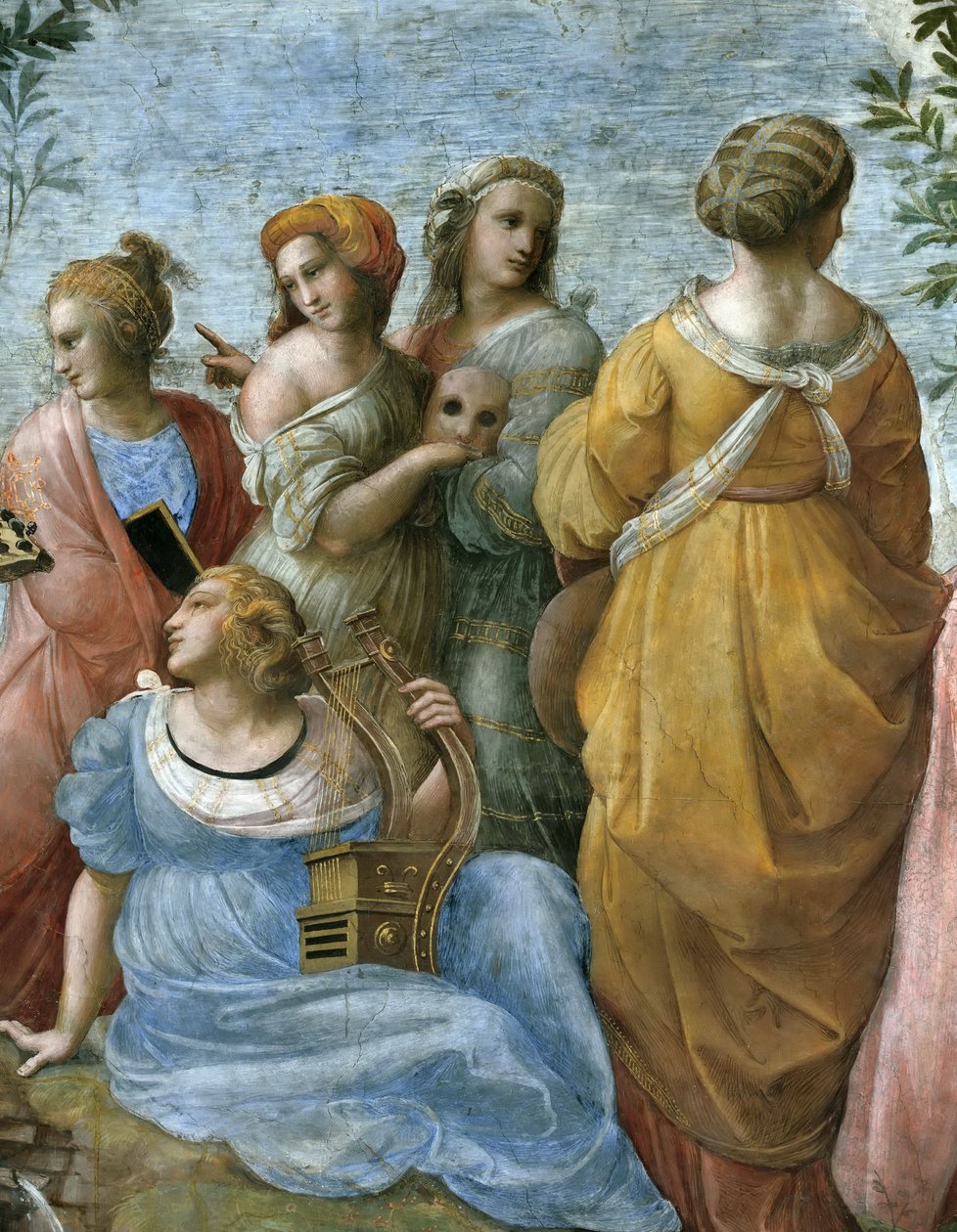 De Parnassus. Detail. Fresco in Stanza della Segnatura, ca. 1510-1511 door Raphael