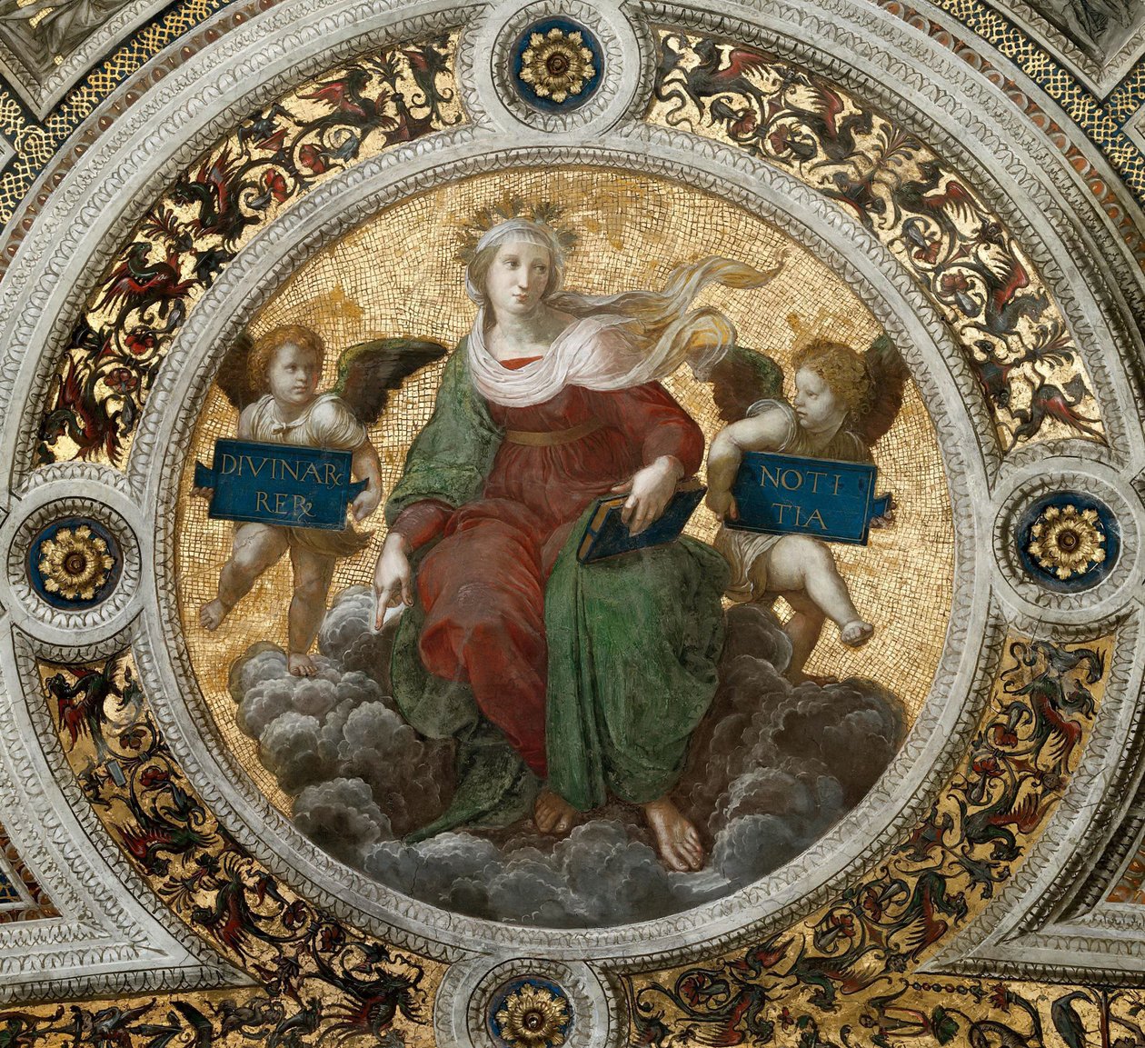 Theologie. Plafondfresco in Stanza della Segnatura door Raphael