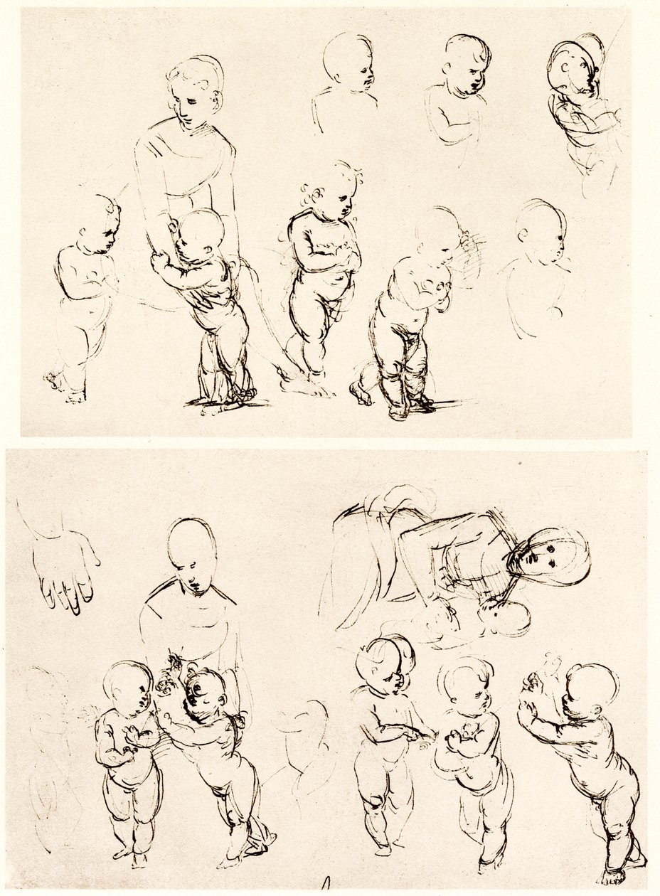 Verschillende ontwerpen voor Madonna op het platteland door Raffaello Sanzio Raphael