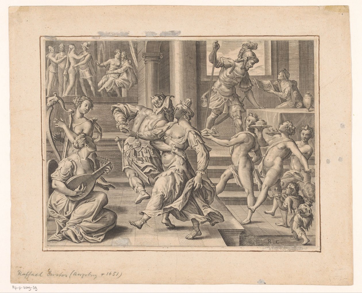Feestend gezelschap door Raphael Custos (attributed to)