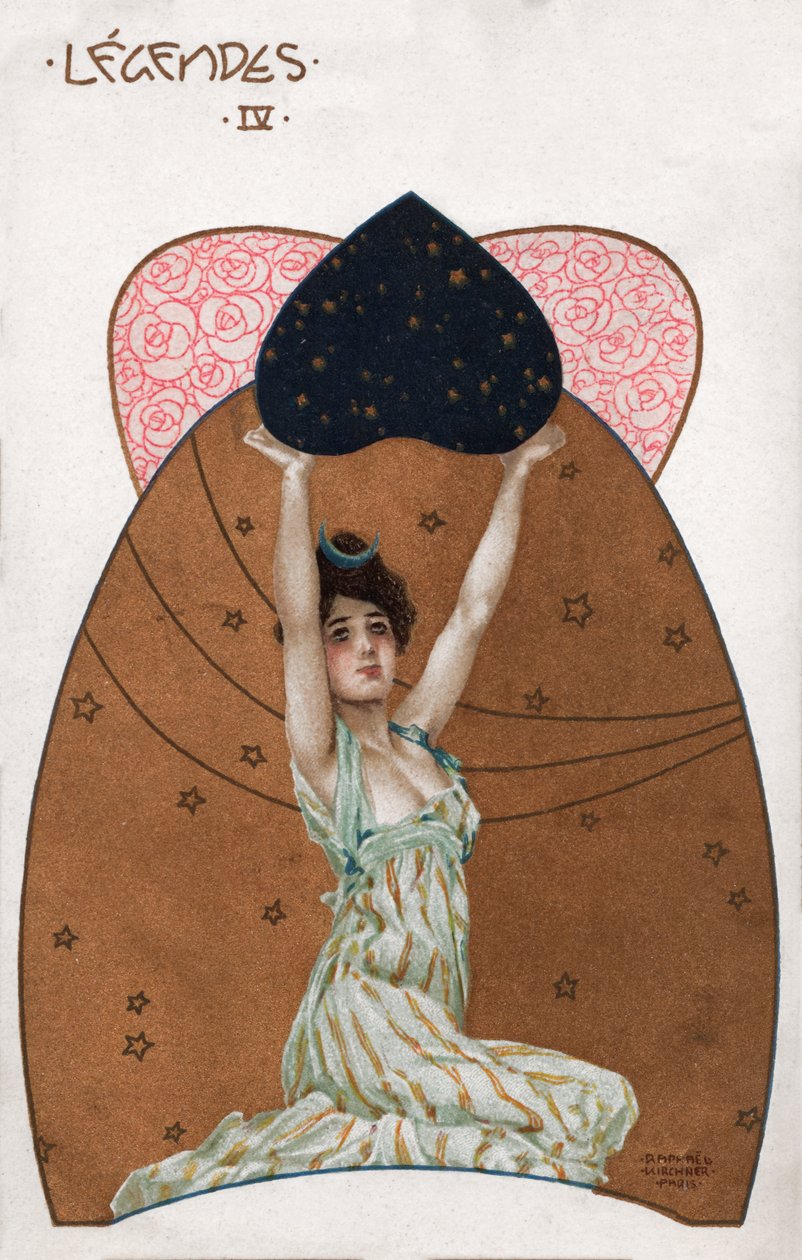 Vrouw in secessiestijl, ca.1900 (illustratie) door Raphael Kirchner