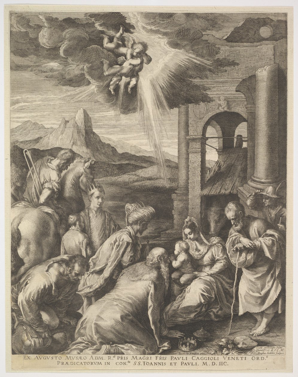 Aanbidding der Wijzen door Raphael Sadeler