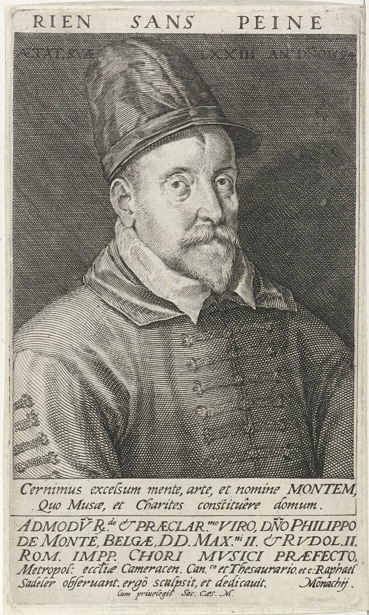 Portret van de componist Philippe de Monte 1521-1603, 1594 door Raphael Sadeler the Elder