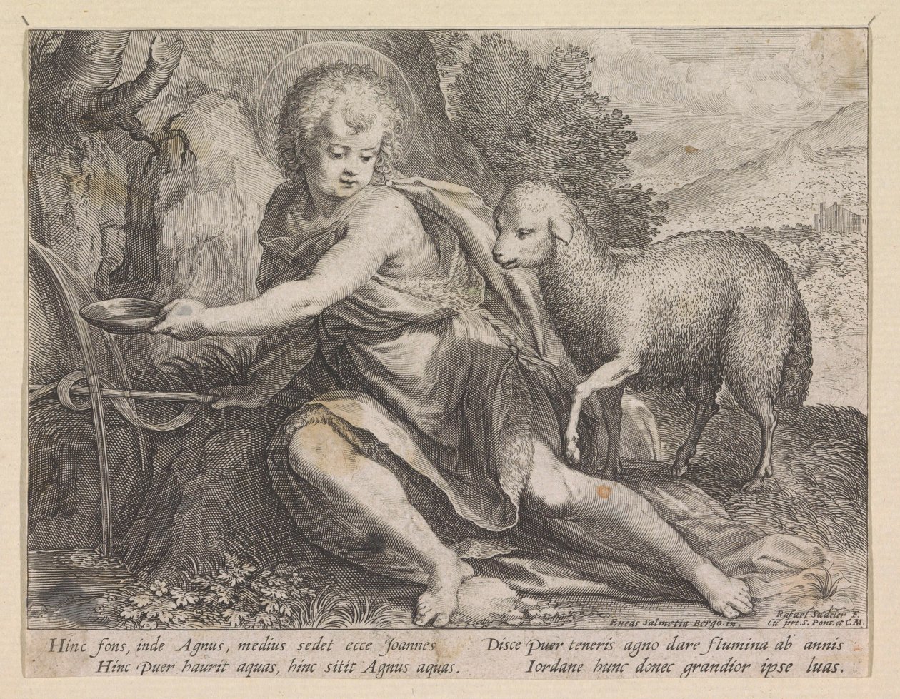 Johannes de Doper als jongeling bij een bron door Raphaël Sadeler (I)