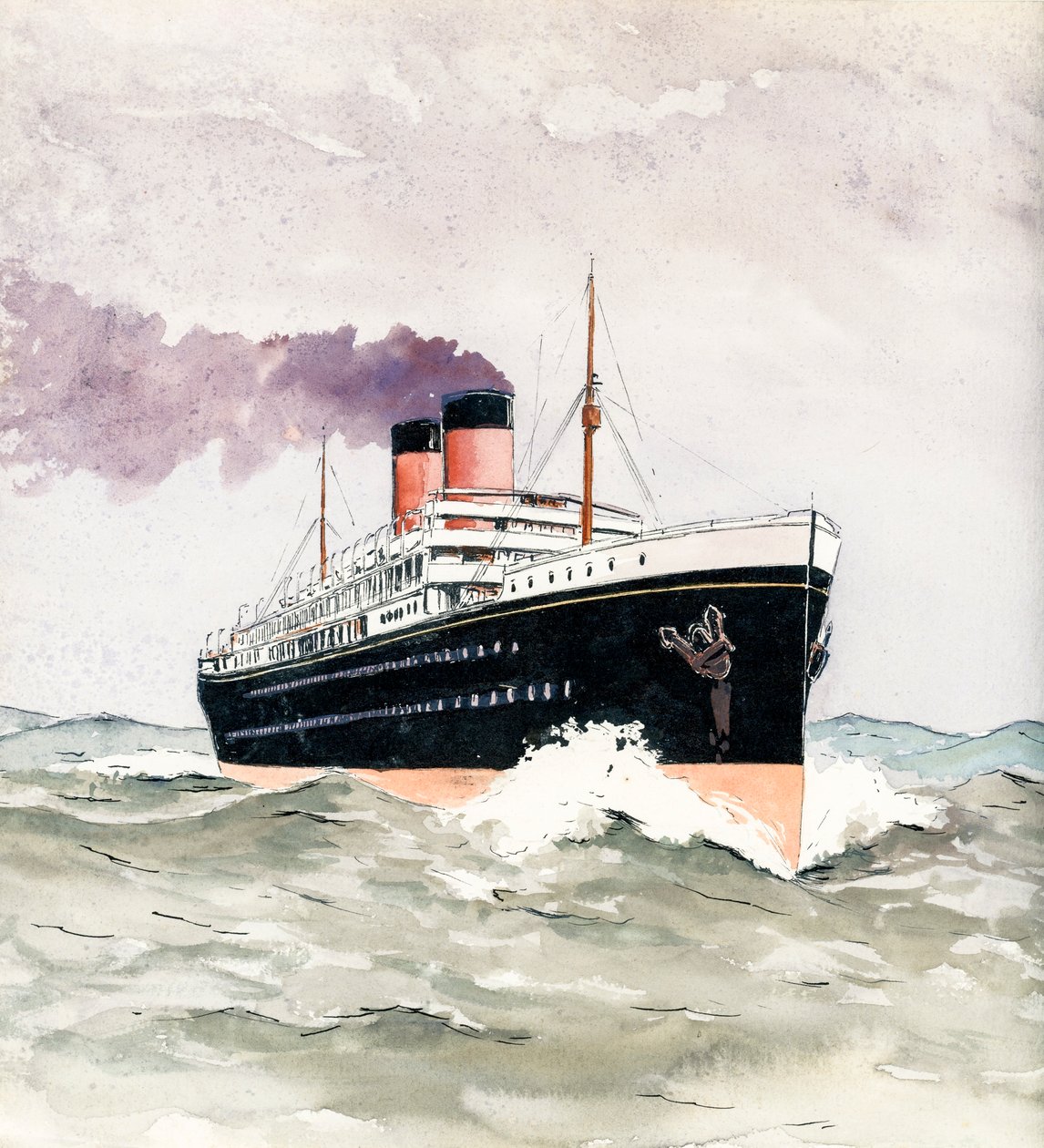 Liner (Gouache en inkt op papier.) door Raymond Bonnefon