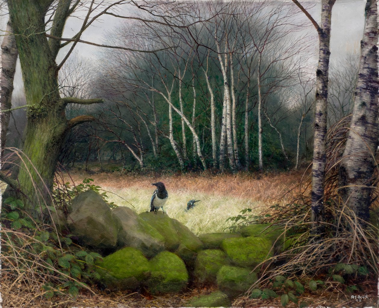 Een ochtend aan het einde van de winter, 2002 (olieverf op board) door Raymond Booth