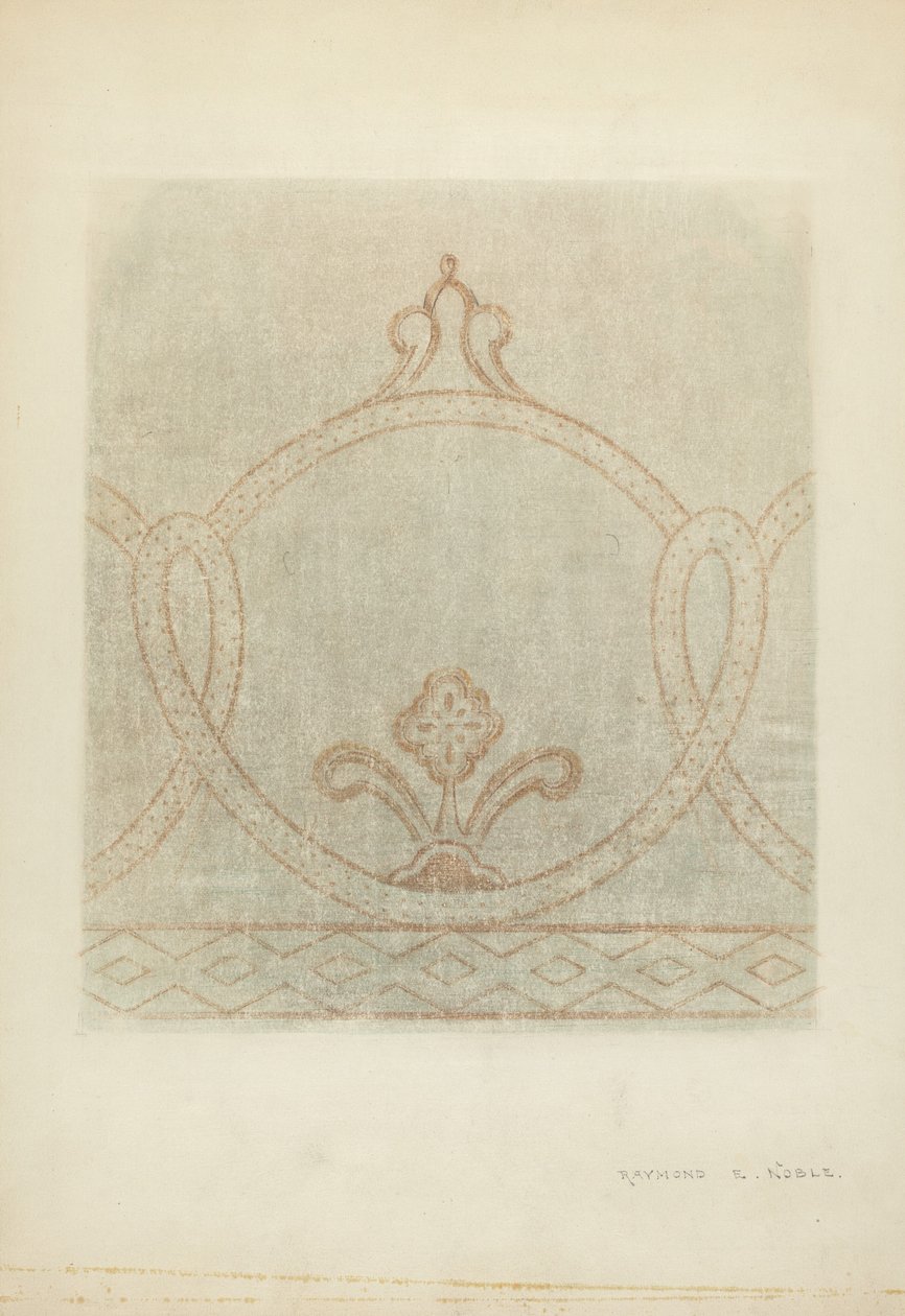 Muurschildering Restauratietekening, c. 1940 door Raymond E. Noble