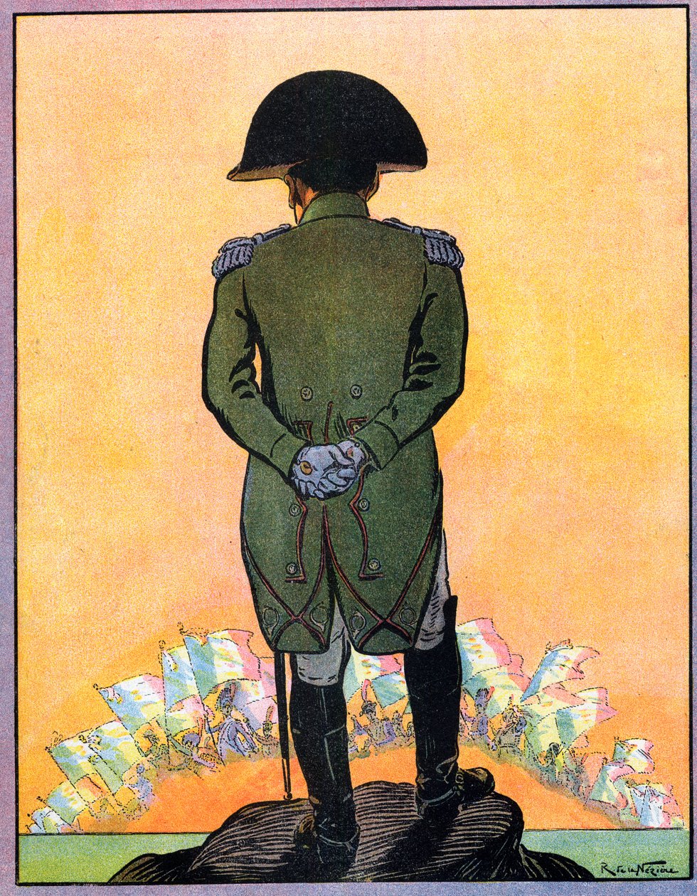 Portret van Napoleon I (1769-1821) op het eiland Sint-Helena. Napoleon I op het eiland Sainte-Helene uit 