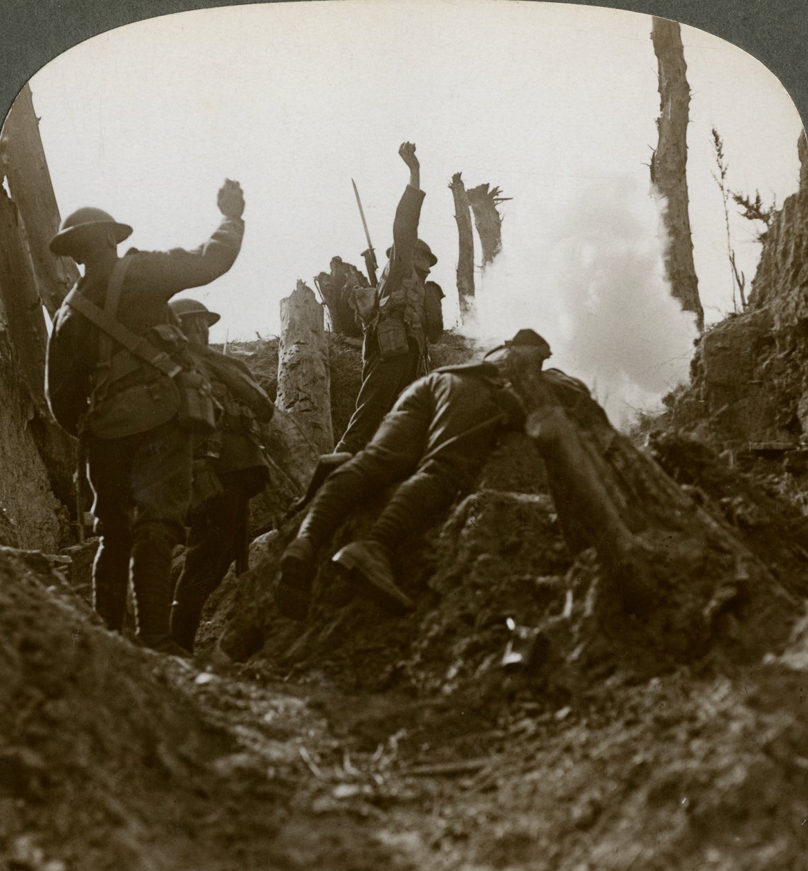 Noordelijke troepen bombarderen een Duitse machinegeweerpositie, Polygon Wood, 20e eeuw door Realistic Travels Publishers