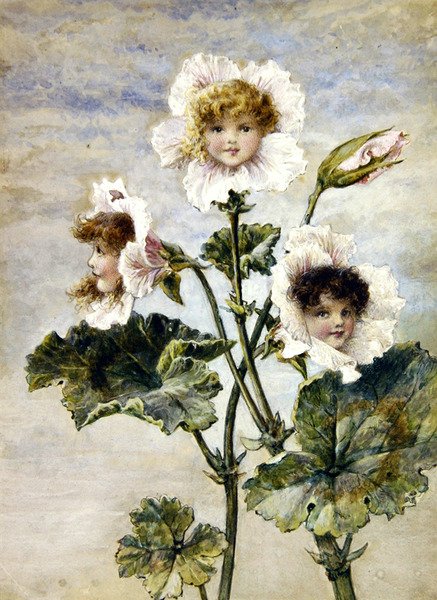Geranium & Lathyrus- Bloemenkinderen- een paar door Rebecca Coleman
