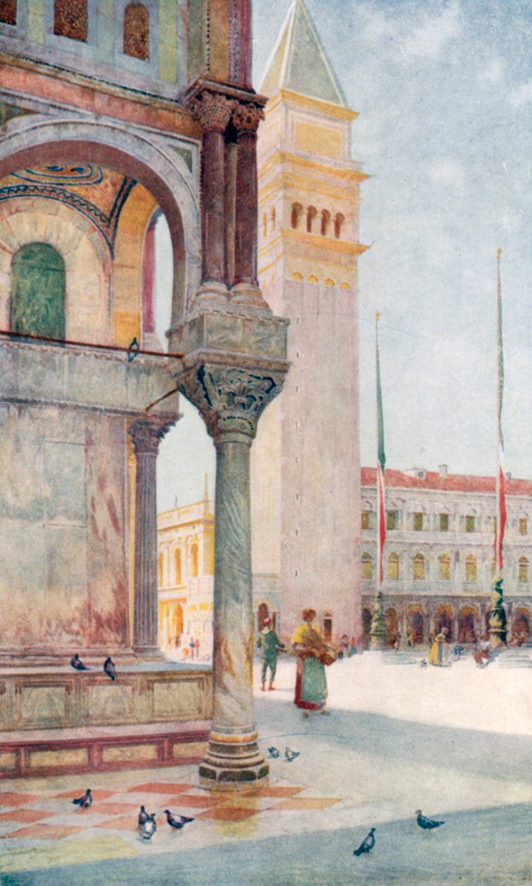 De Campanile (kleurenlitho) door Reginald Barratt