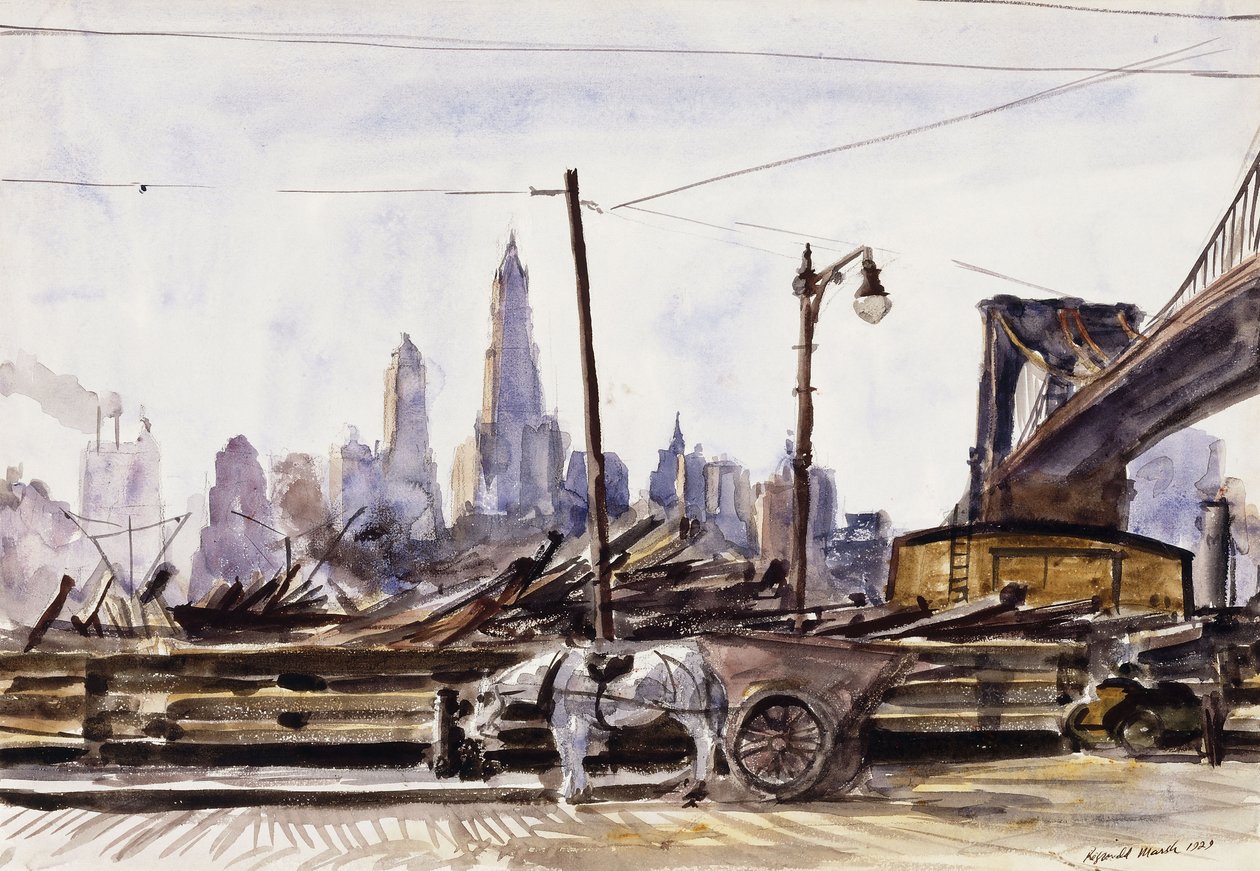 Brooklyn Bridge door Reginald Marsh