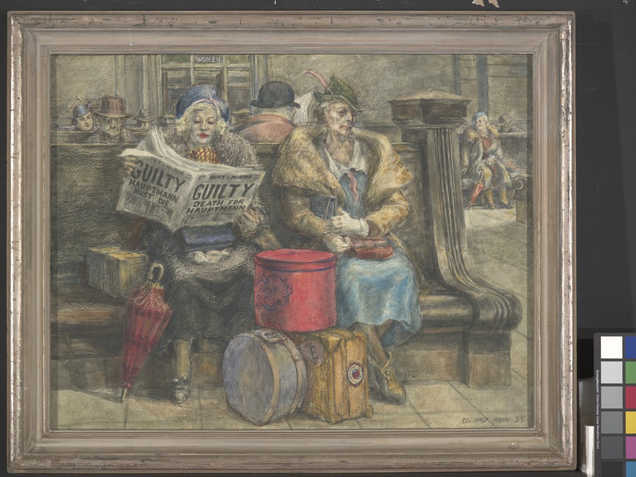 Hauptmann moet sterven (eitempera op masonite) door Reginald Marsh