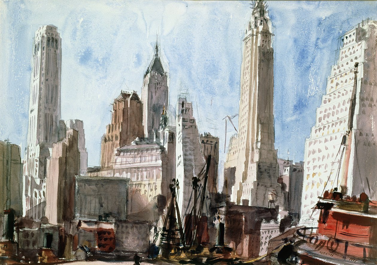 Wolkenkrabbers door Reginald Marsh