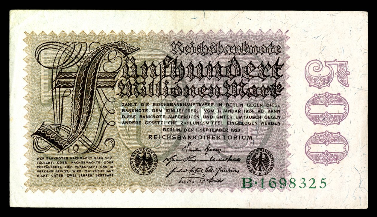 Papiermark van de Weimarrepubliek, hyperinflatieperiode na de Eerste Wereldoorlog (1921-24) door Reichsbankdirektorium Berlin