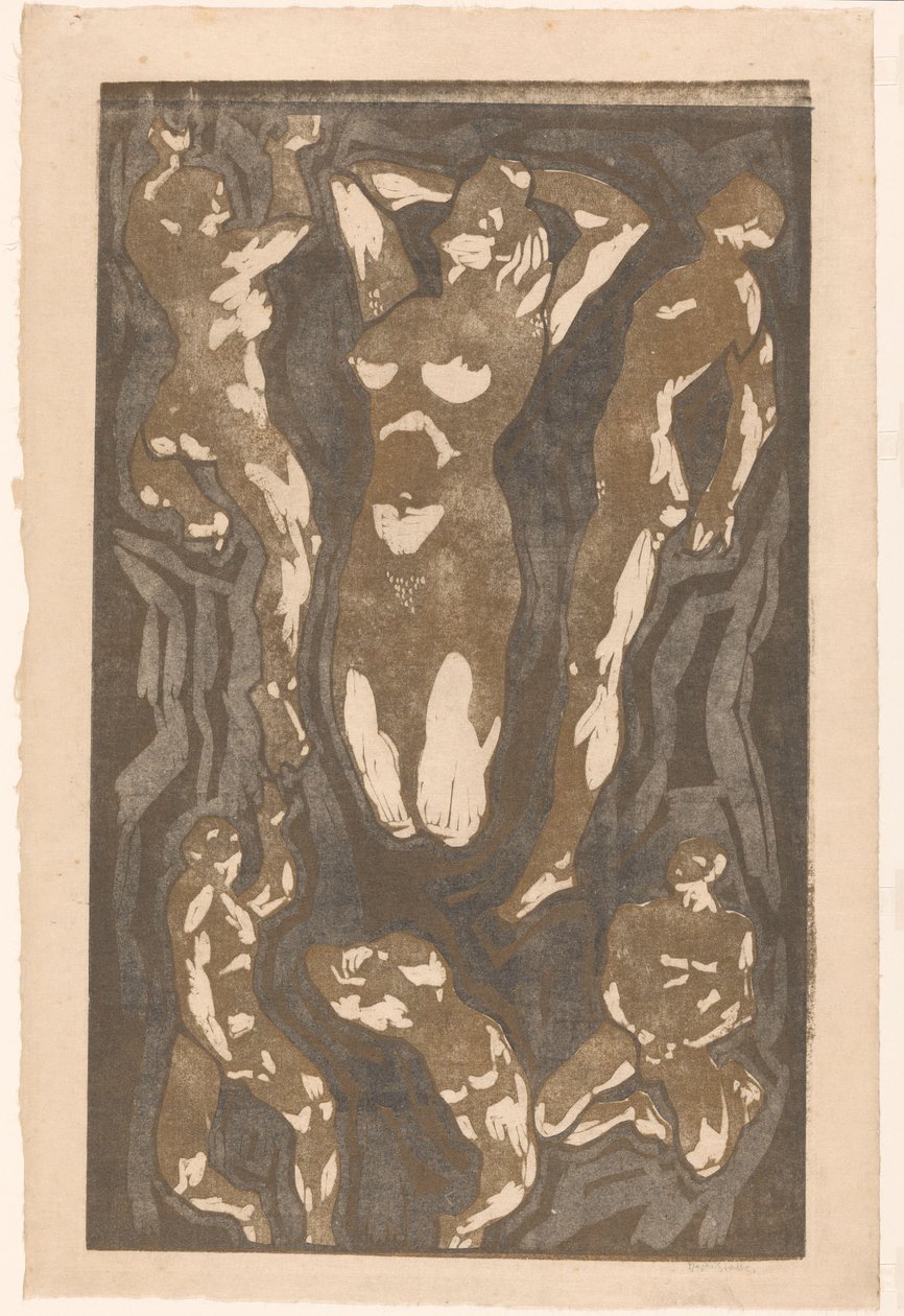 Compositie met zes menselijke figuren door Reijer Stolk (signed by artist)