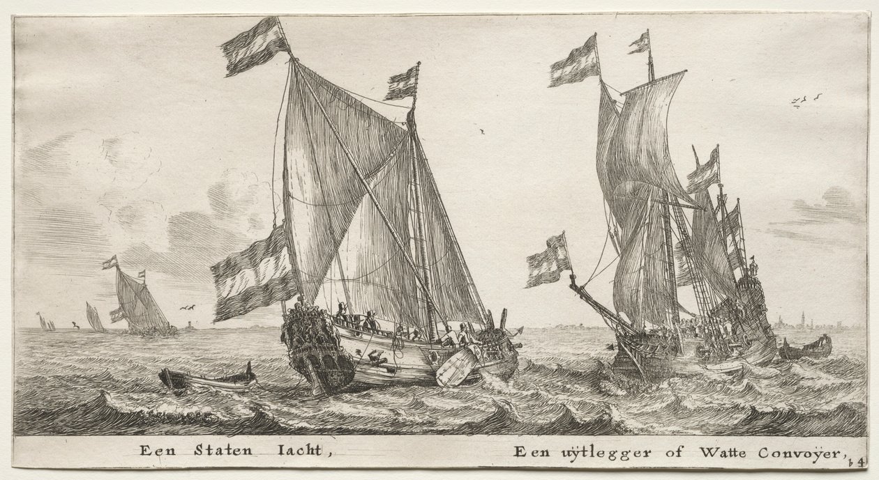 Schepen van Amsterdam: Nederlands admiraliteitsjacht. Een wachtschip door Reinier Nooms