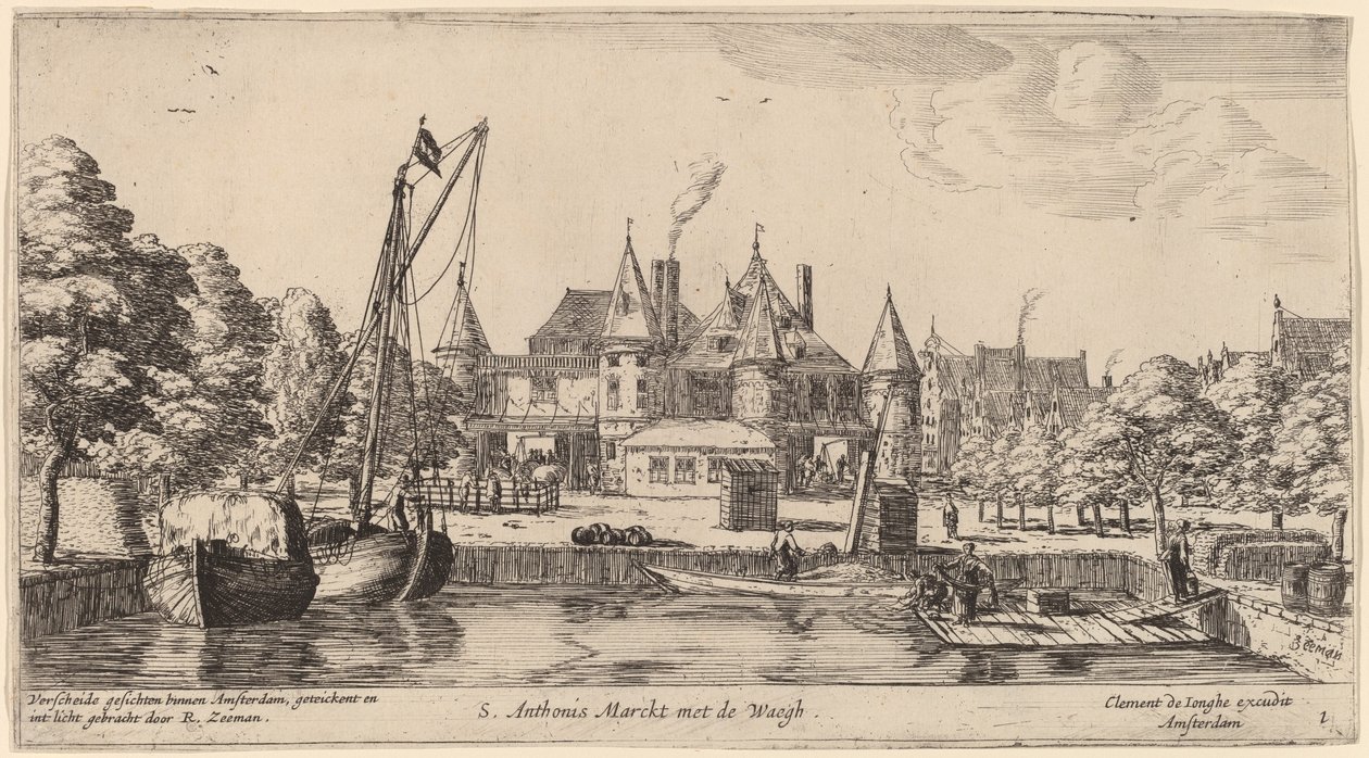 Nieuwmarkt met St. Anthoniswaag door Reinier Nooms, called Zeeman