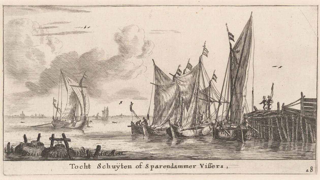 "Tocht Schuiten" of Spaarndam vissersboten door Reinier Nooms, called Zeeman
