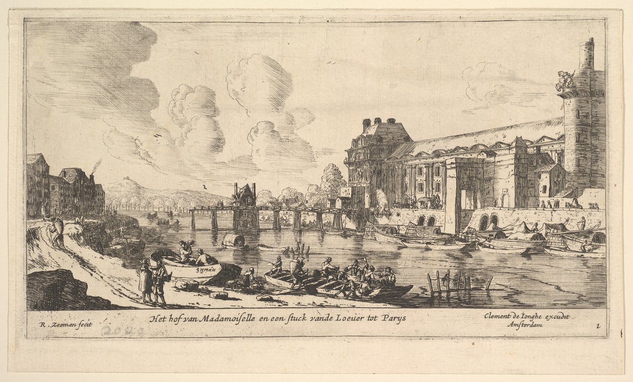 Uitzicht op het Louvre en de Tuilerieën, uit Zichten van Parijs en Omgeving, plaat 1 door Reinier Zeeman