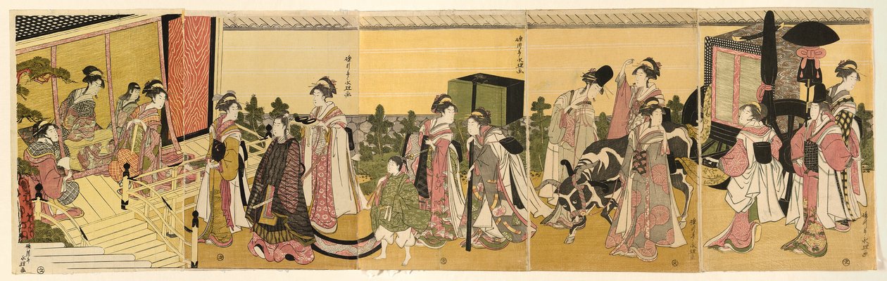 Parodie van Prins Genji en zijn processie door Chōkyōsai Eiri