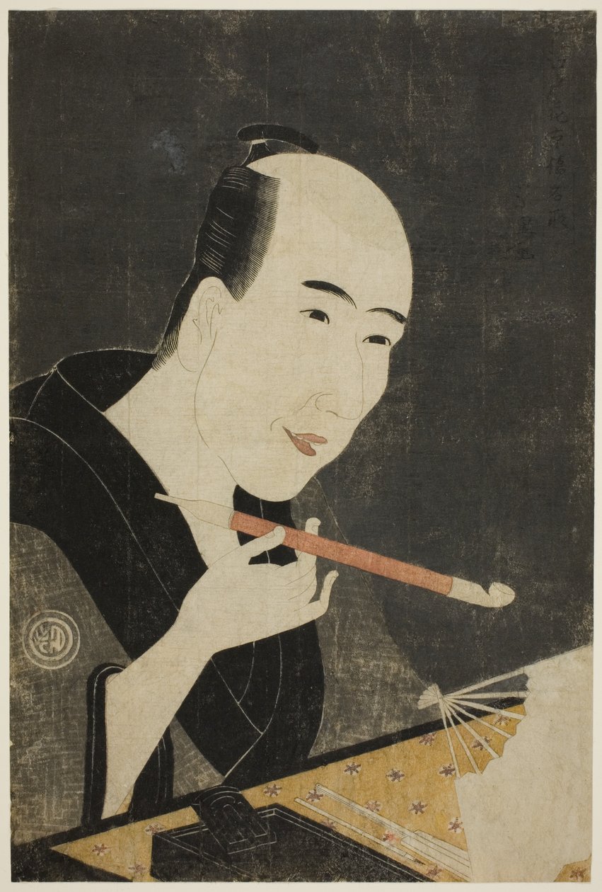Portret van Santo Kyoden, de meester van Kyobashi (Edo hana Kyobashi natori) door Chōkyōsai Eiri
