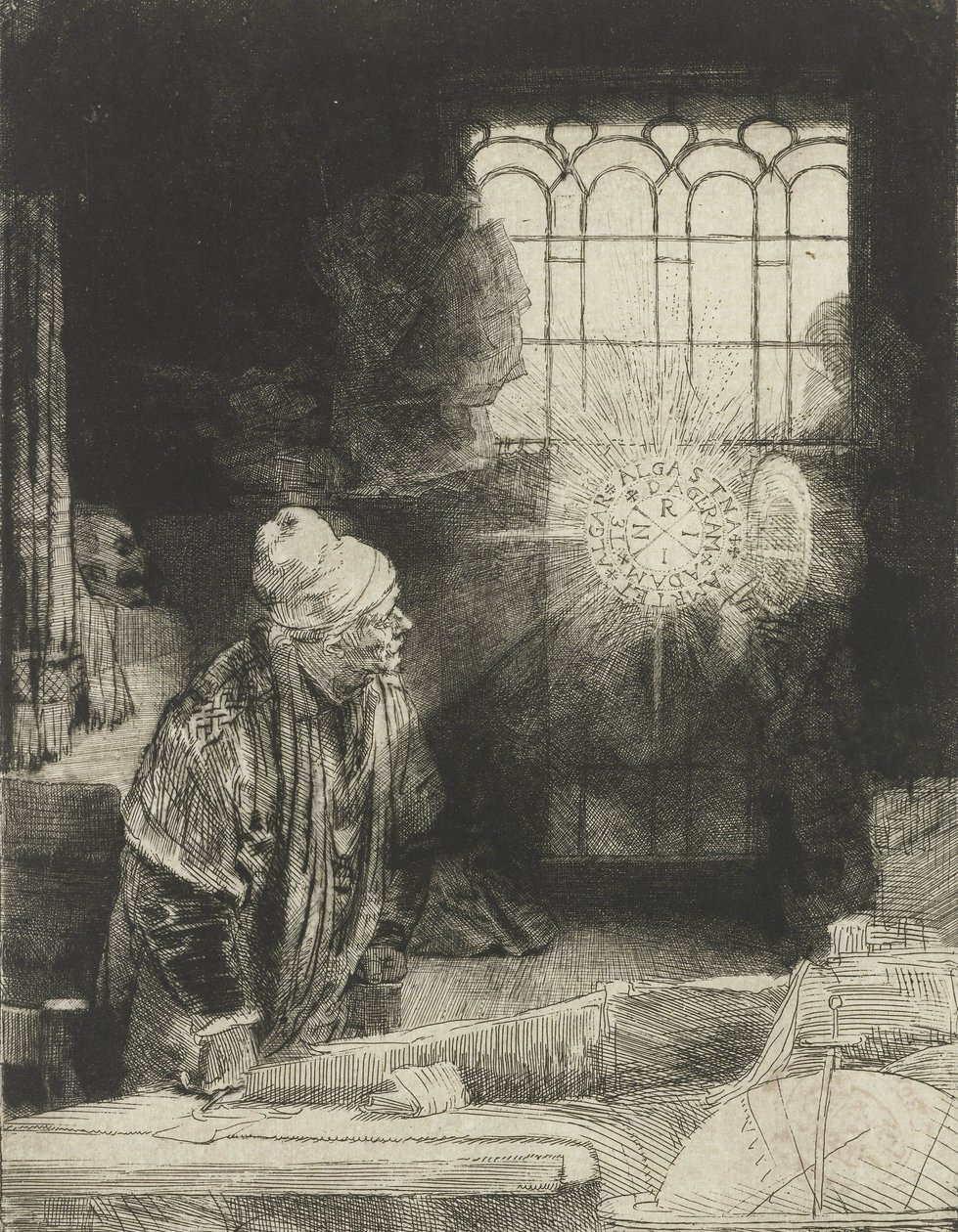 Een geleerde in zijn studeerkamer door Rembrandt van Rijn