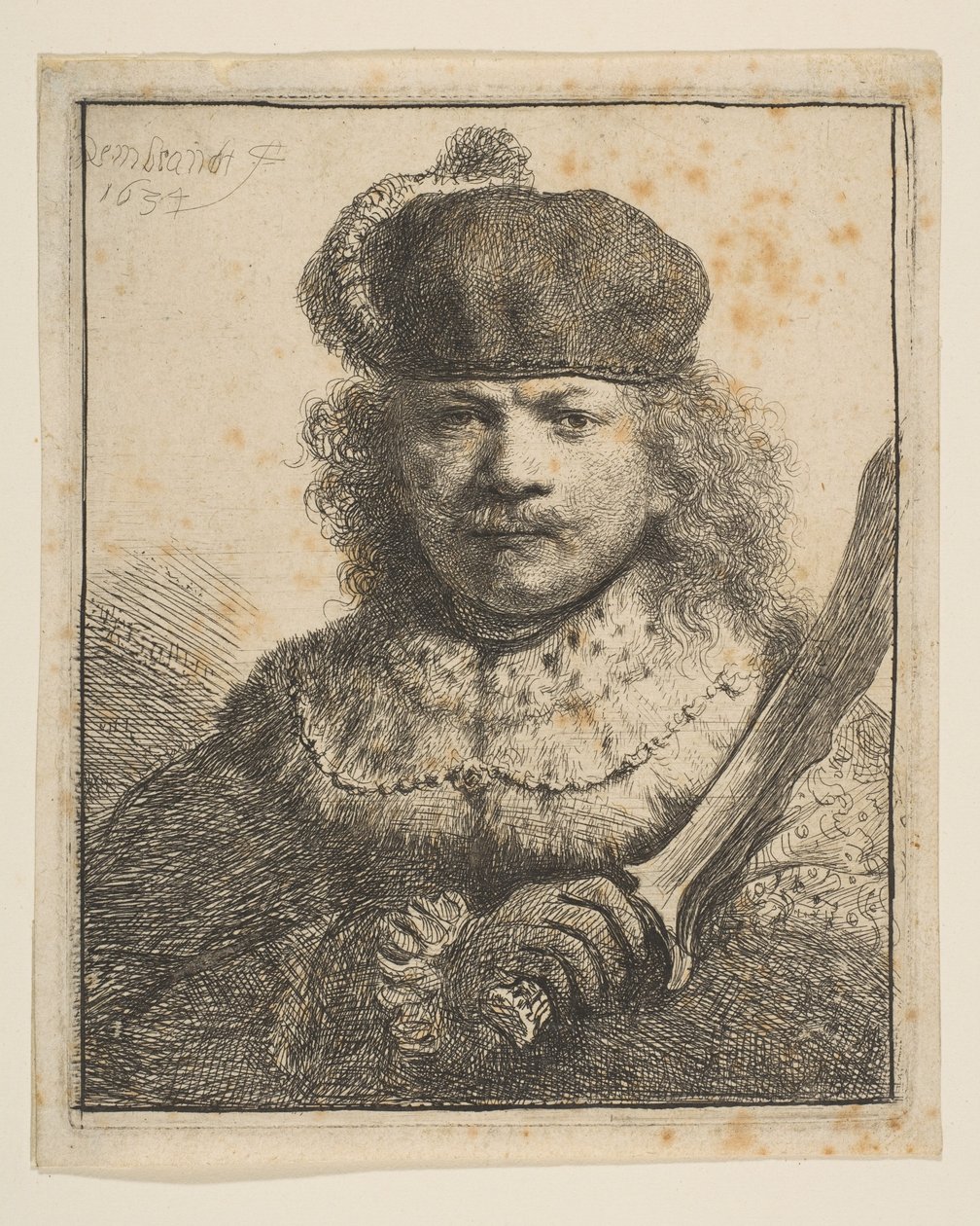 Rembrandt met Opgeheven Sabel, 1634 door Rembrandt van Rijn