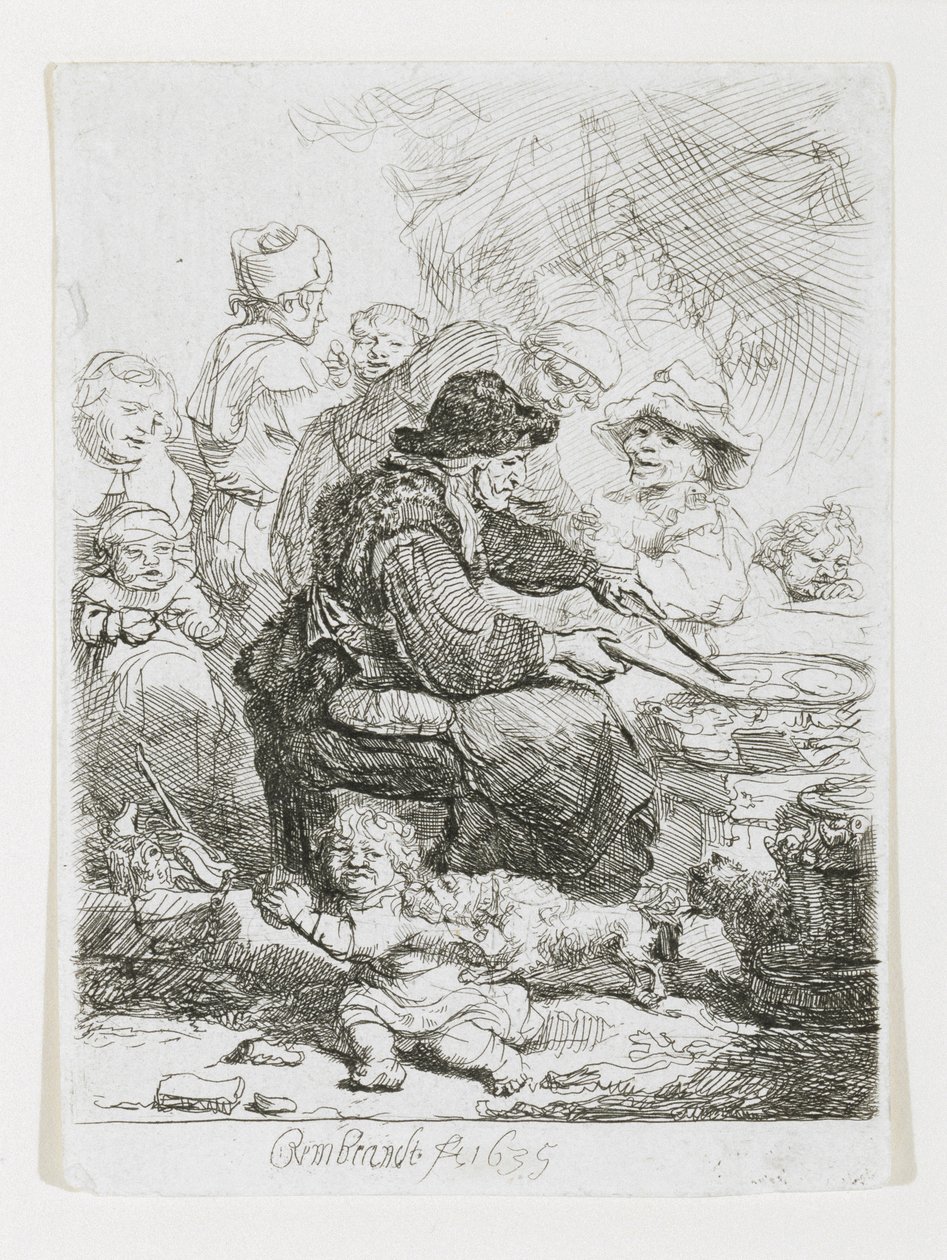 De pannenkoekvrouw door Rembrandt van Rijn