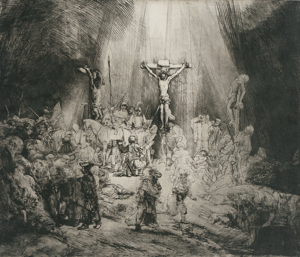 Christus Gekruisigd tussen de Twee Dieven (De Drie Kruisen) door Rembrandt van Rijn