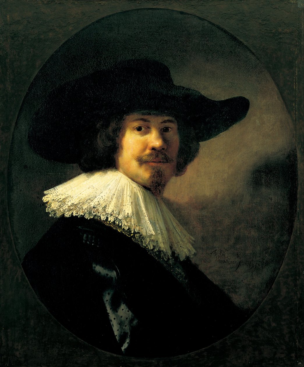 Portret van een Man met een Breedgerande Hoed door Rembrandt van Rijn