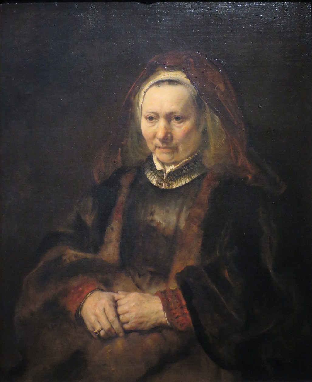 Portret van een oude vrouw door Rembrandt van Rijn