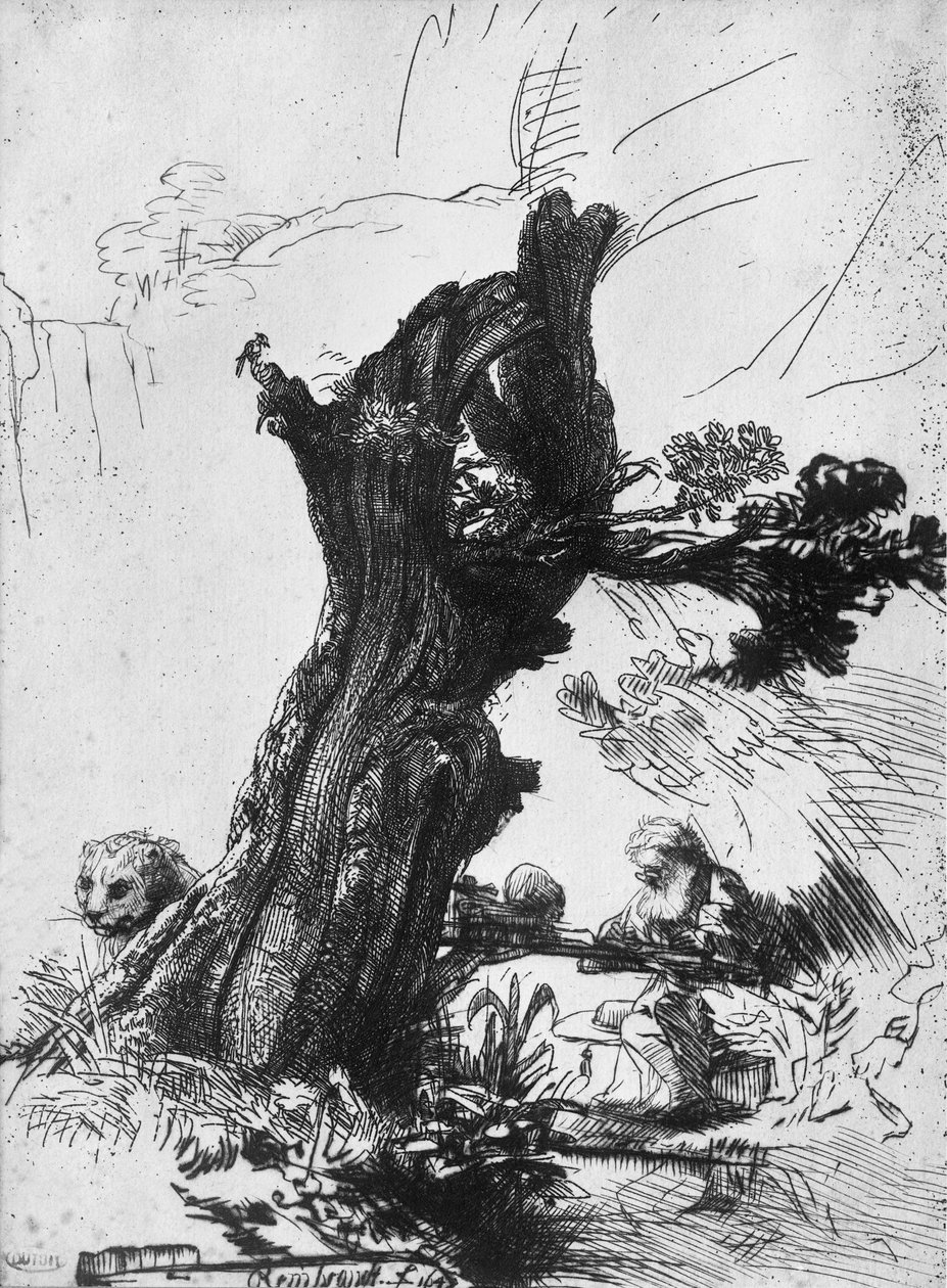 St. Hiëronymus Schrijvend, 1648 door Rembrandt van Rijn