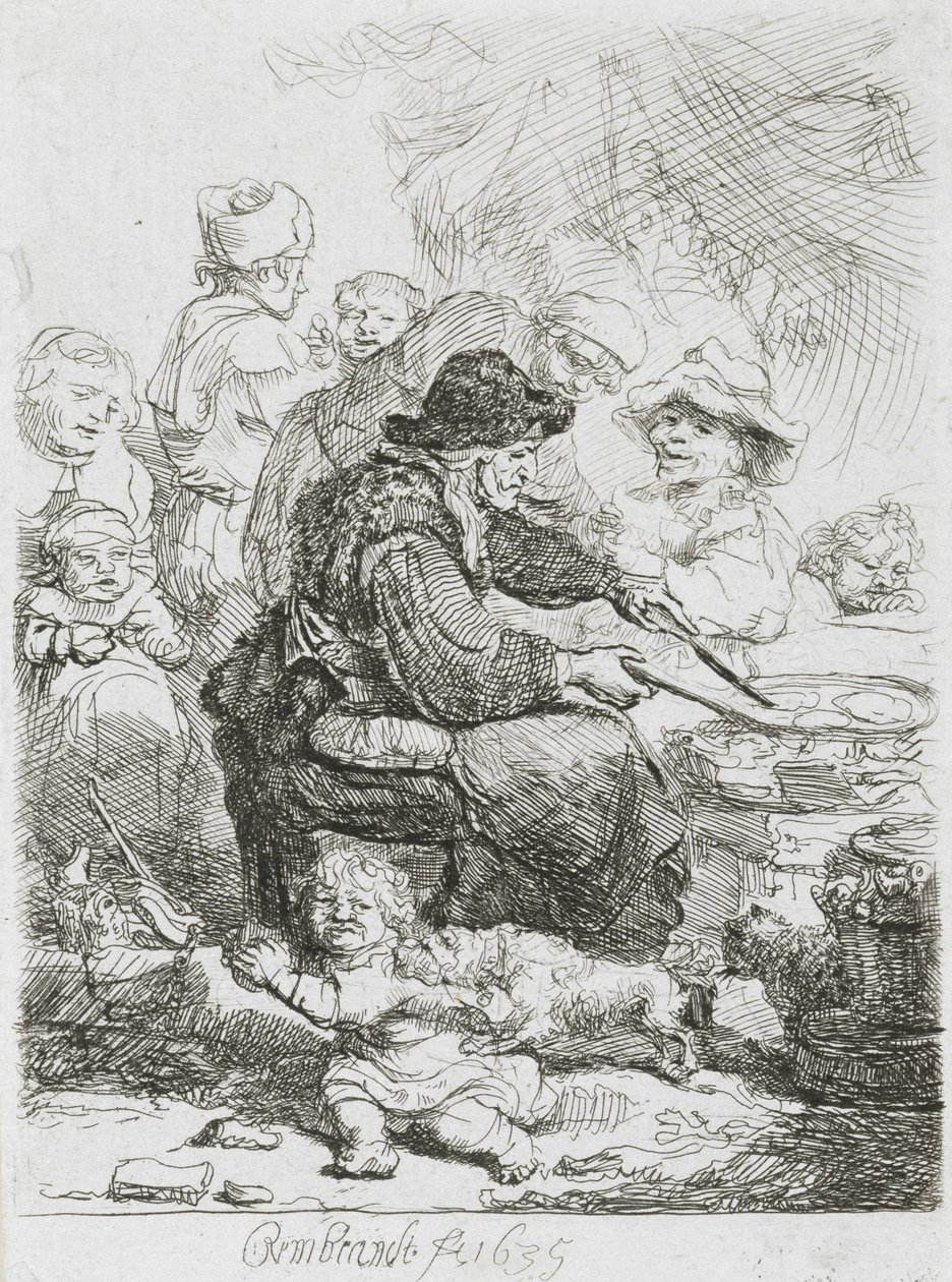 De Pannenkoekvrouw door Rembrandt van Rijn