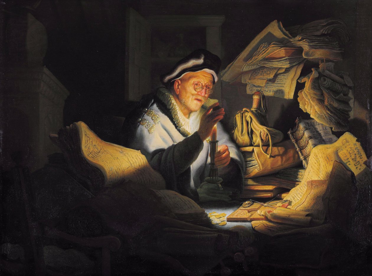 De gelijkenis van de rijke dwaas door Rembrandt van Rijn