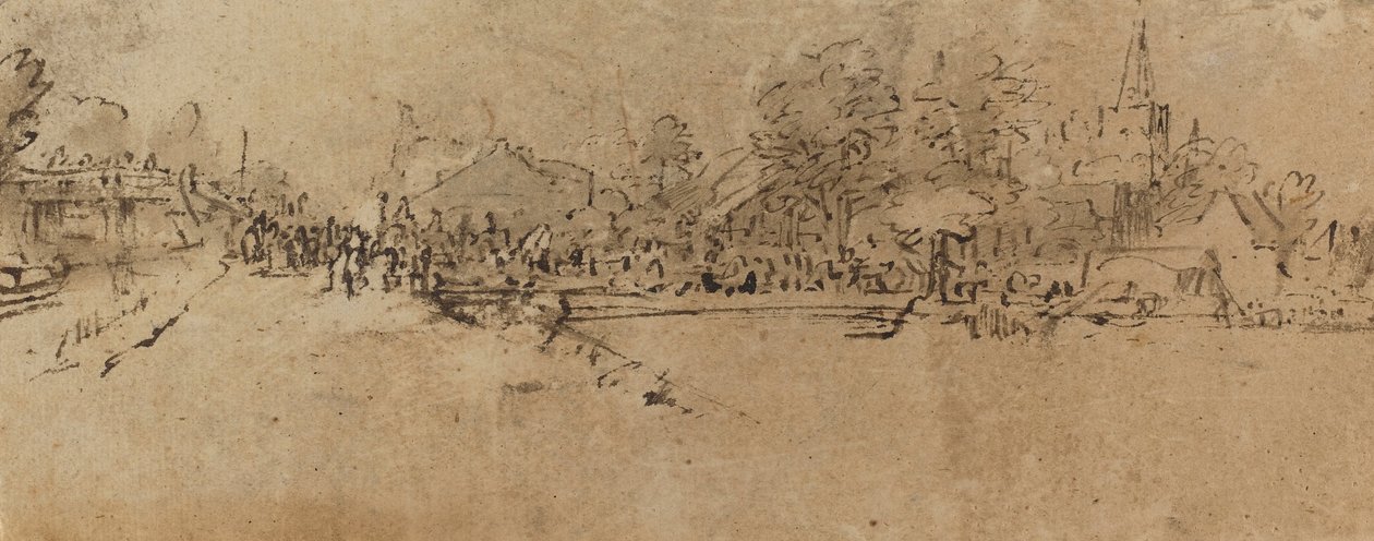 Uitzicht op Diemen door Rembrandt van Rijn