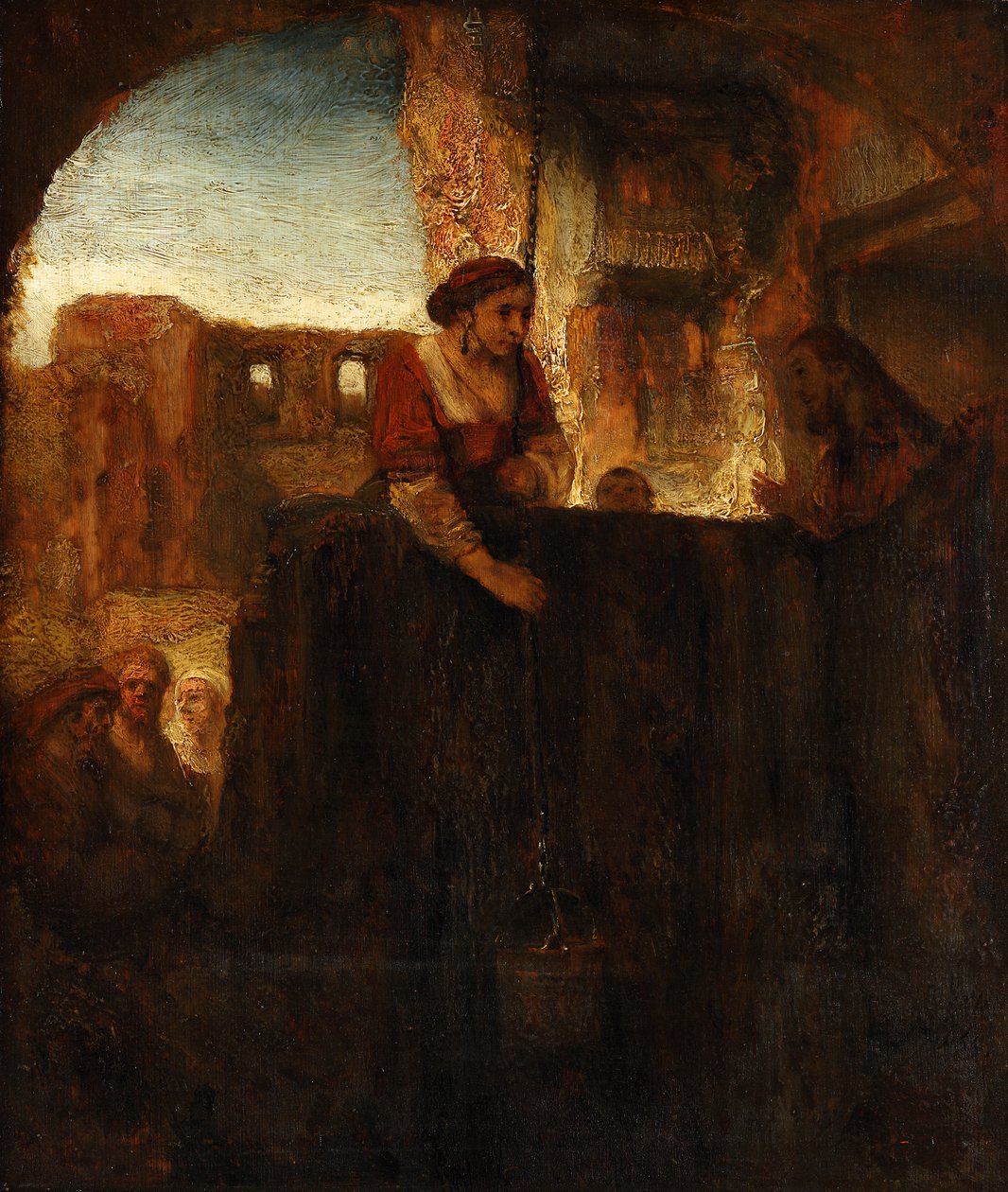 Christus en de vrouw van Samaria bij de put door Rembrandt