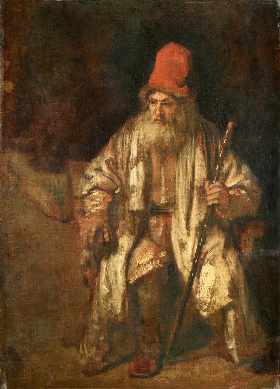 Oude man met rode pet door Rembrandt