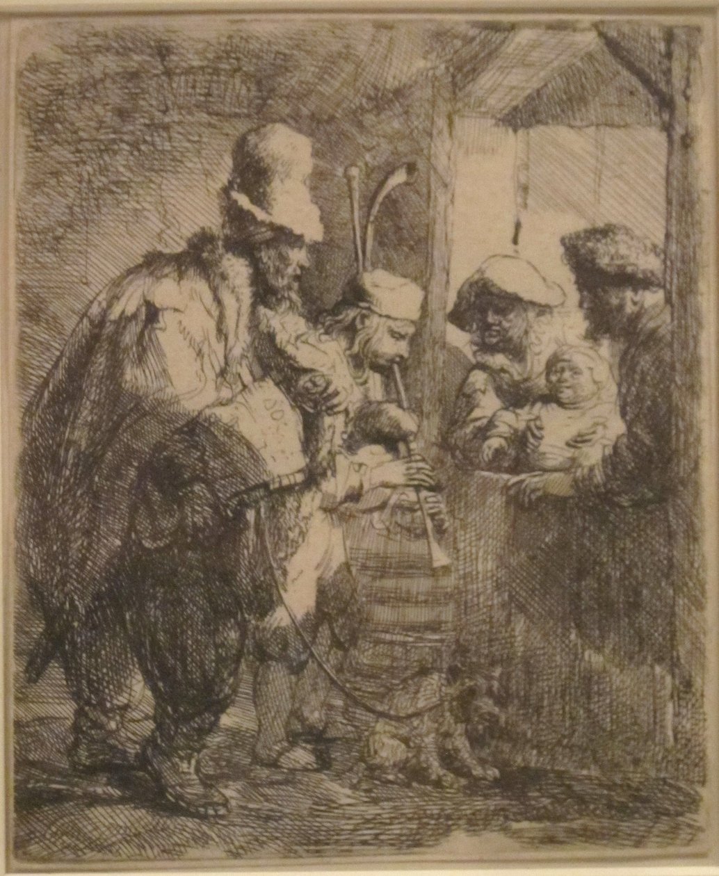 De wandelende muzikanten door Rembrandt