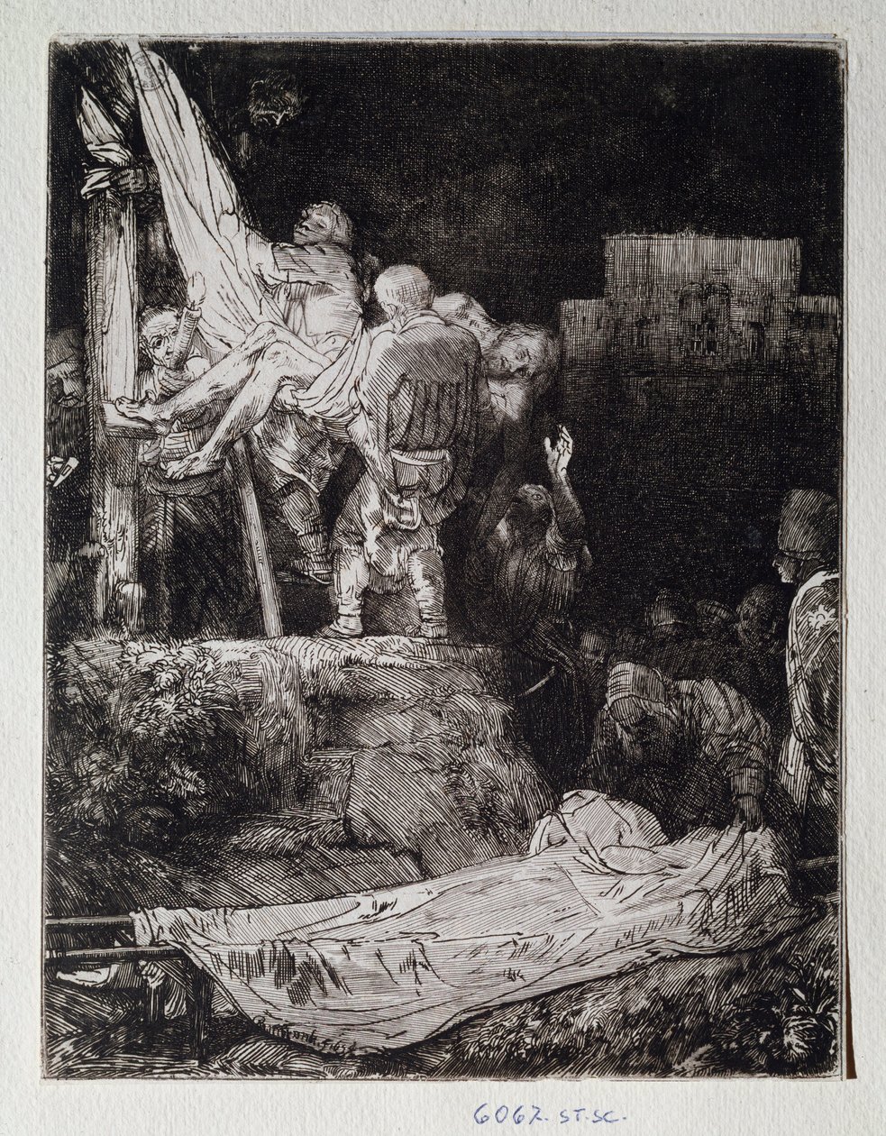 Tekening van de Kruisafneming door Rembrandt Harmenszoon van Rijn (Florence, Uffizi, Gabinetto Disegni en Stampe) door Rembrandt van Rijn