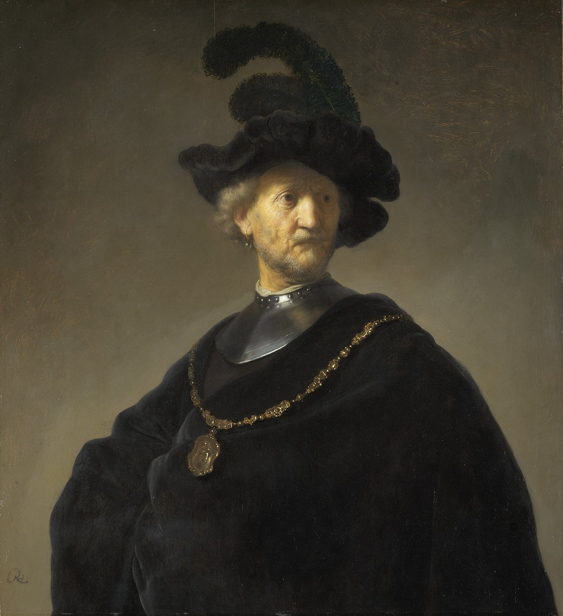 Oude man met een gouden ketting door Rembrandt van Rijn