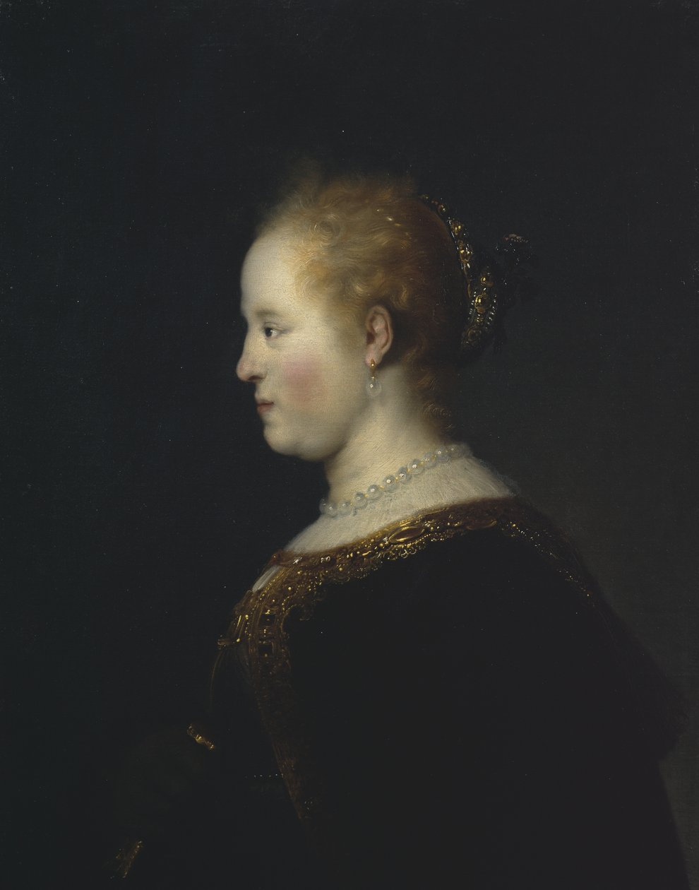 Portret van een jonge vrouw, na 1632 door Rembrandt van Rijn
