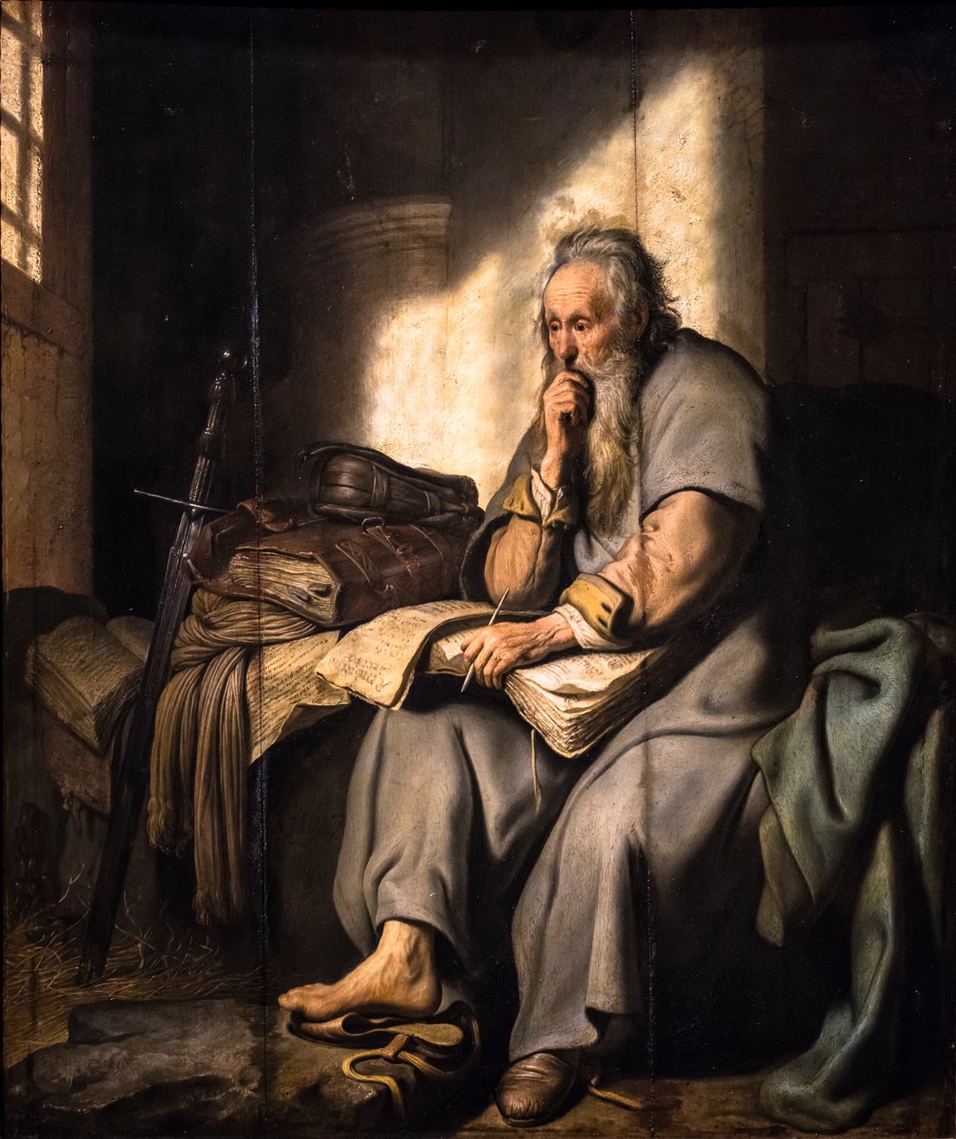Sint Paulus in de gevangenis door Rembrandt Harmensz. van Rijn
