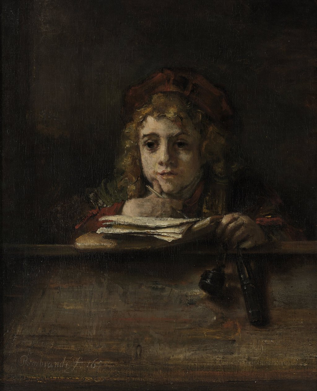 Titus aan zijn bureau door Rembrandt Harmensz. van Rijn