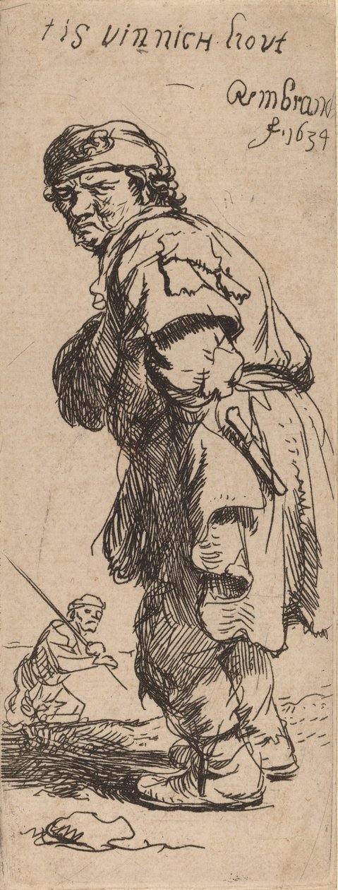 Een Boer die Roept: het is vinnig koud, 1634 door Rembrandt van Rijn