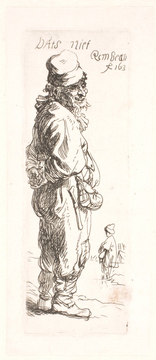 Een boer: de andere van het duo, die antwoordt door Rembrandt van Rijn